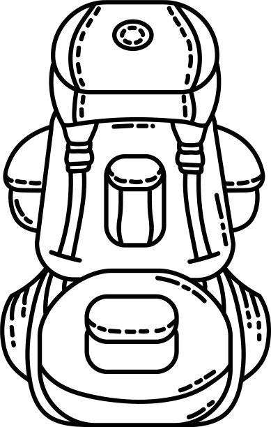 背包平面线标志露营或远足元素图片下载