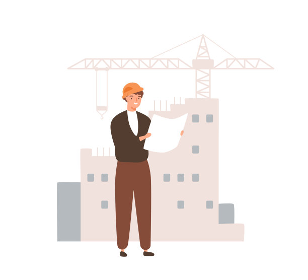 男性建设者看计划建设图片下载