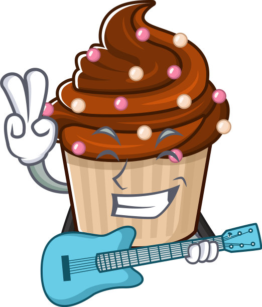 一张巧克力蛋糕弹吉他的照片图片下载