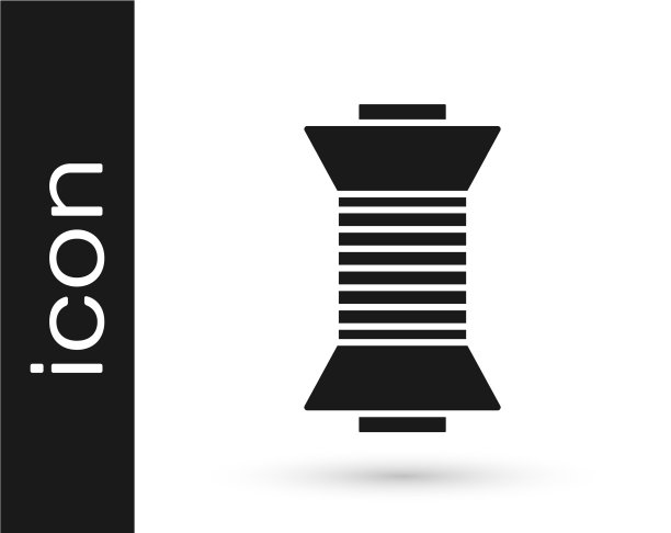 线轴图标上的灰色缝纫线隔离在白色上图片下载