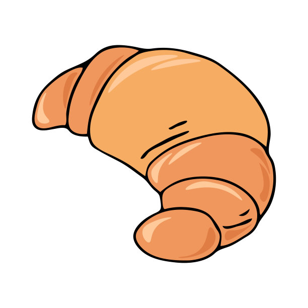 卡通牛角面包矢量插图。图片下载