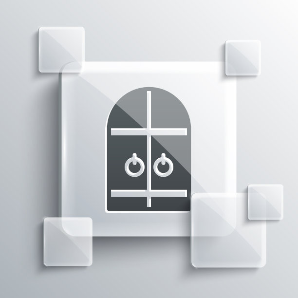 灰色中世纪城堡大门图标孤立在灰色图片下载