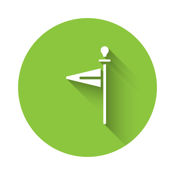 白色中世纪旗帜图标孤立与长影子图片下载