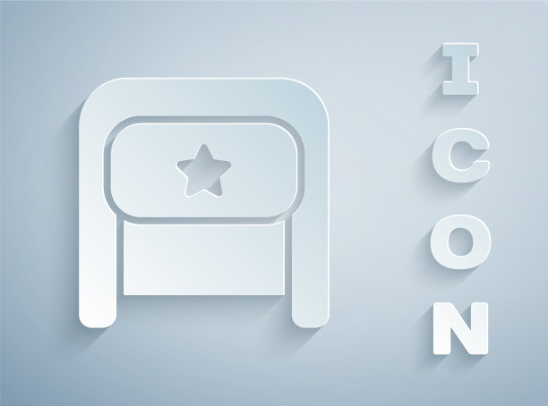 剪纸ushanka图标孤立在灰色背景图片下载