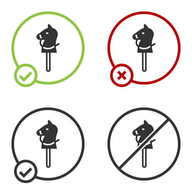 黑色玩具马图标孤立在白色背景上图片下载