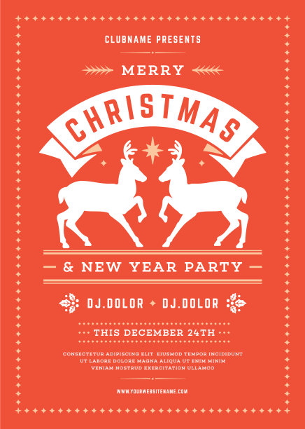 圣诞派对传单邀请复古排版图片下载