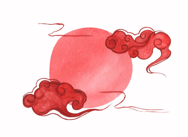 云月水彩节日贺卡图片下载