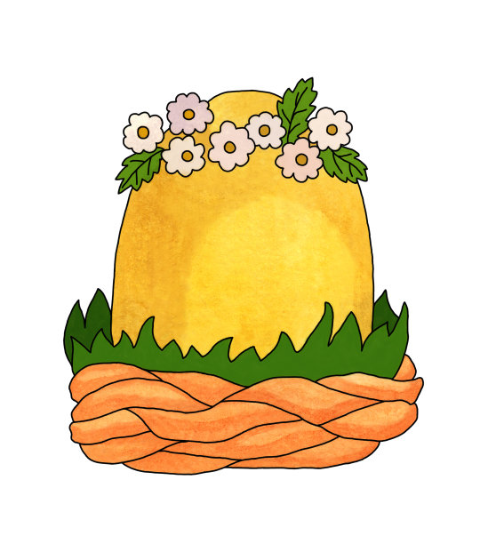 花圈上的黄色复活节彩蛋图片下载