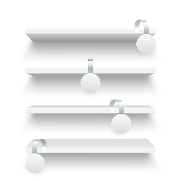 商店货架和超市促销摆动孤立在白色背景。产品货架与广告摆动。杂货店墙架。销售或折扣价格标签。矢量图图片下载