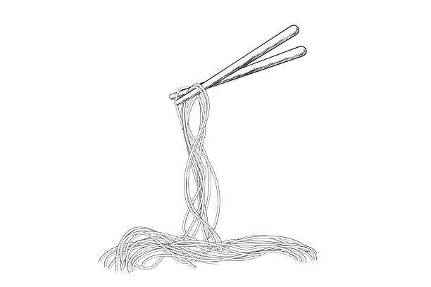 简单手绘素描面条和筷子图片下载
