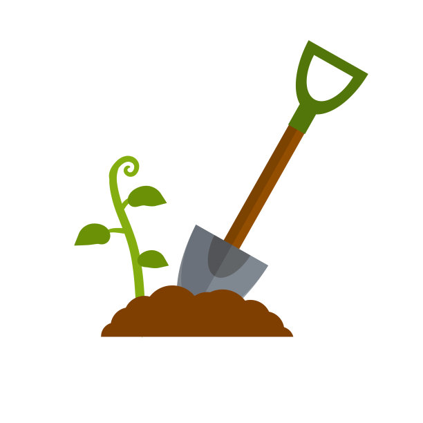 铲。挖洞。收成。堆土。木材褐色的工具。卡通平面插图。农场和村庄的元素图片下载