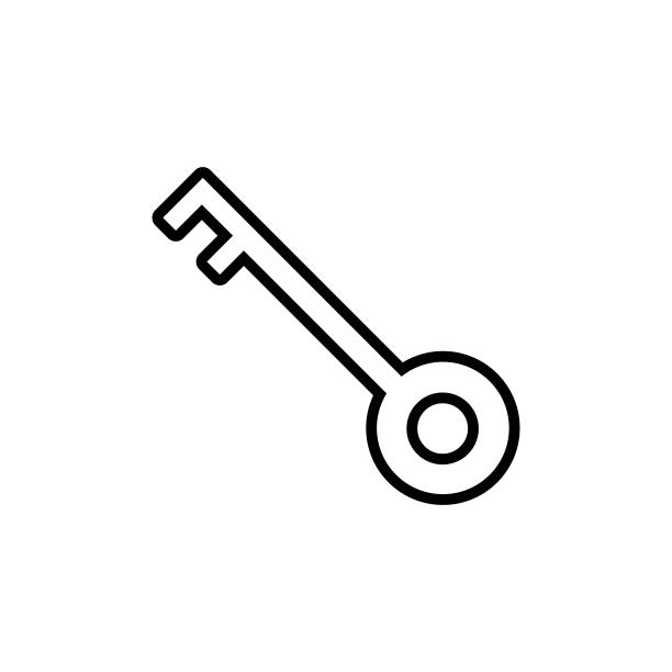 钥匙安全锁平面线图标或标志孤立标志符号白色背景。插图高质量图标。细线形象形图形用于网站，移动应用程序，应用程序。向量EPS 10。图片下载