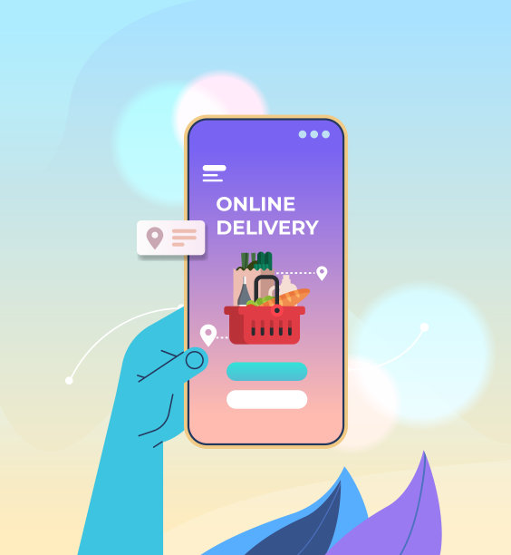 使用手机app实现人手订餐、速递、网购、电商订餐的概念图片下载