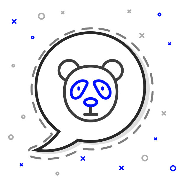 线可爱的熊猫脸图标孤立在白色图片下载