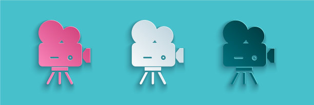 剪纸剪纸复古电影相机图标孤立上图片下载