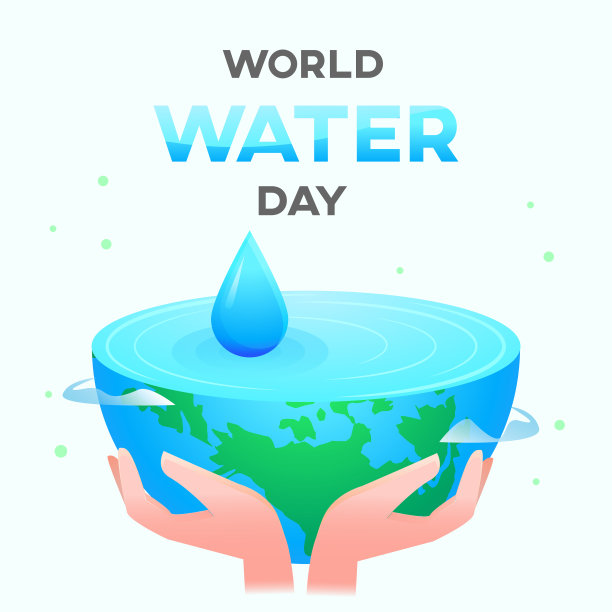 世界水日白色背景，贺卡或海报为节约用水运动图片下载