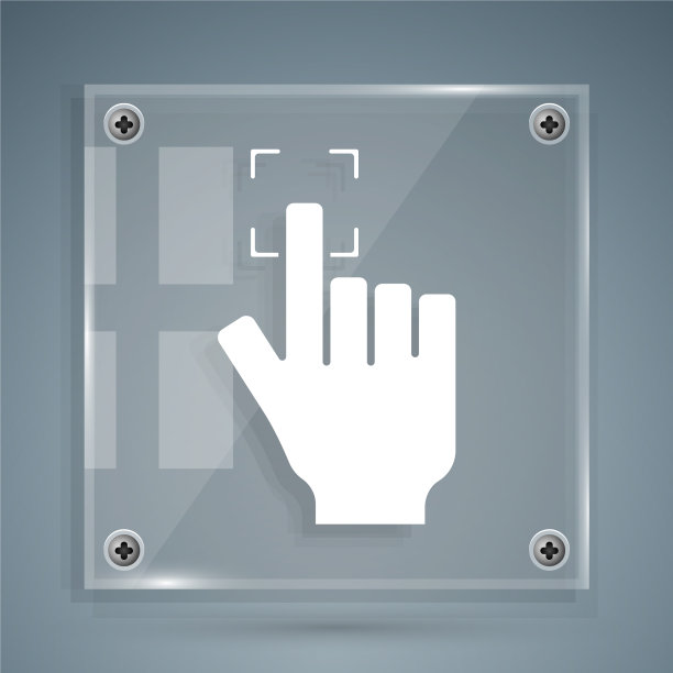 白色指纹图标孤立在灰色背景图片下载