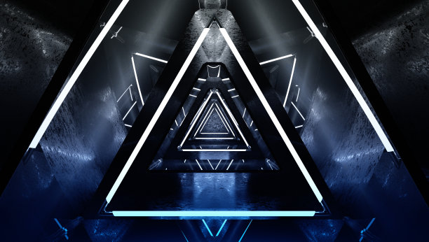 霓虹三角形形状的未来走廊图片下载