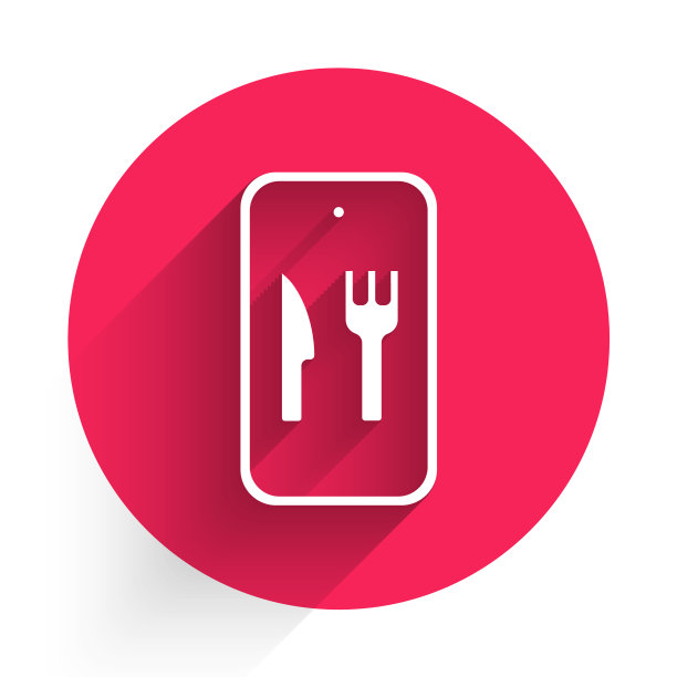 白色的在线订购和快餐外卖图标图片下载