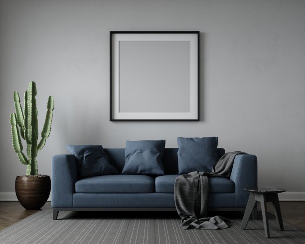 100cm x 100cm空白框架的室内场景图片下载