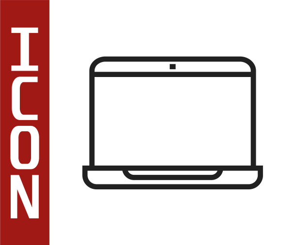 黑线笔记本电脑图标隔离在白色图片下载