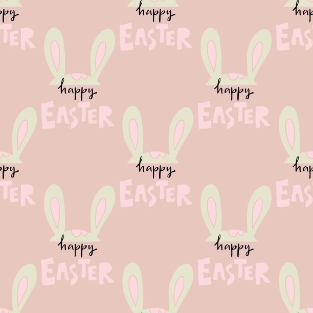 美丽的节日无缝图案与复活节彩蛋，可爱的兔子，图片下载