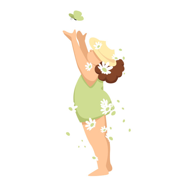 一个小女孩。矢量插图的一个孩子在夏天的裙子。带着蝴蝶和花的女孩图片下载