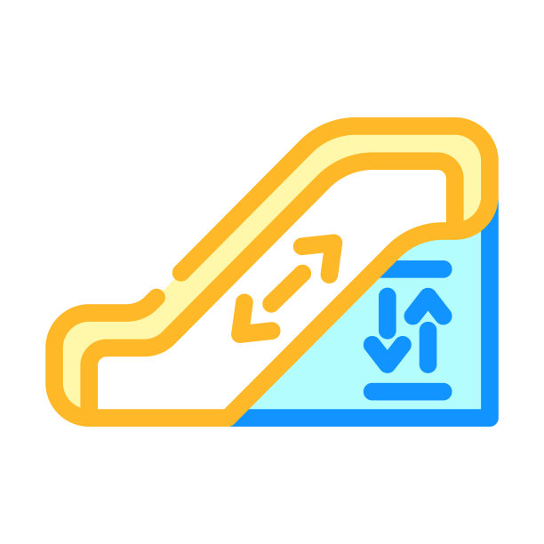 自动扶梯楼梯颜色图标矢量插图线图片下载