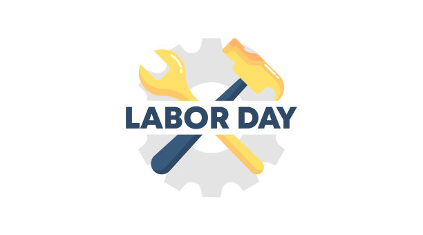 平坦的劳动节快乐徽章集合向量。图片下载