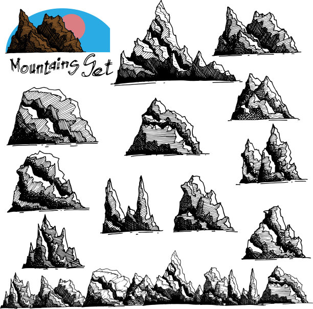 手绘山集图片下载