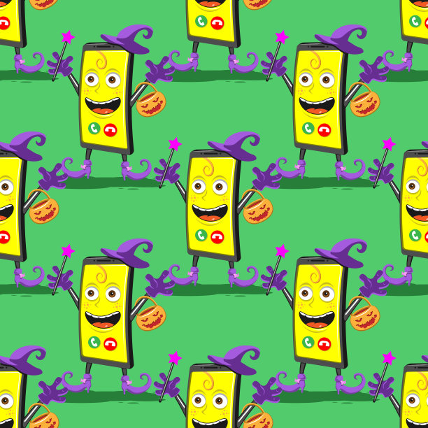 无缝图案搞笑卡通智能手机图片下载