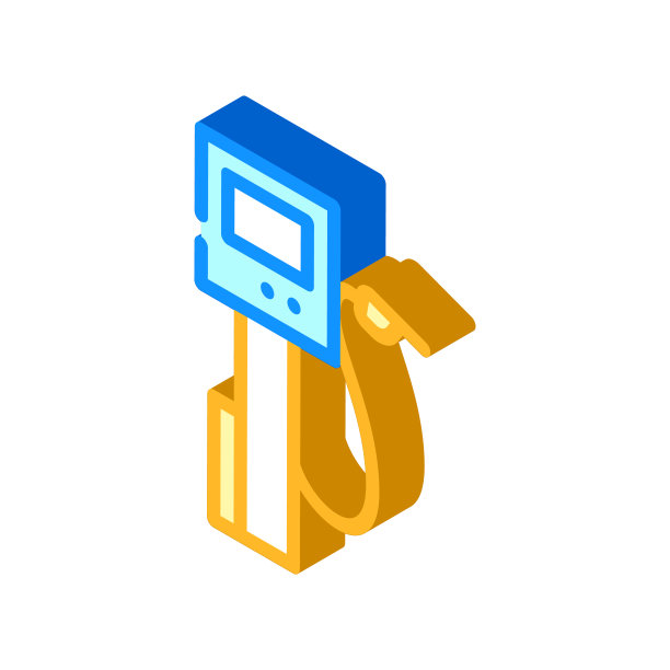 自助加油站等距图标矢量插图图片下载