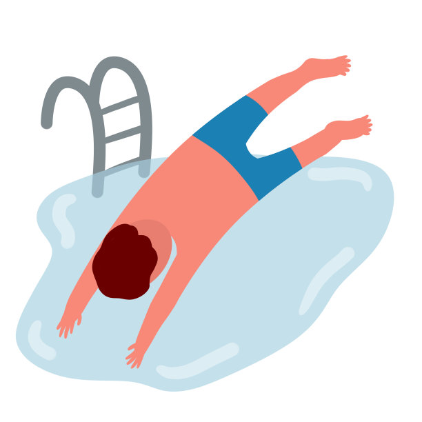 人潜入水中。夏季运动和娱乐。穿泳裤的裸男。平的卡通插图。在游泳池游泳素材图片