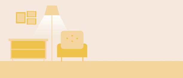 单色室内空间与地方的文字，平面矢量股票插图复制空间与客厅与扶手椅图片下载