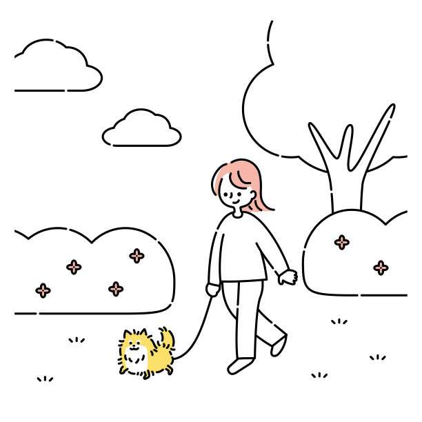 一个女人在公园遛狗图片下载