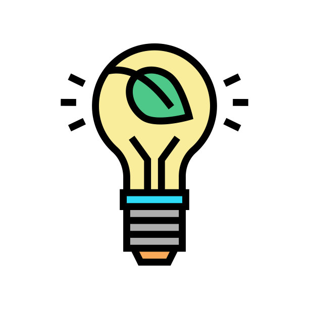 灯泡节能彩色图标矢量插图图片下载