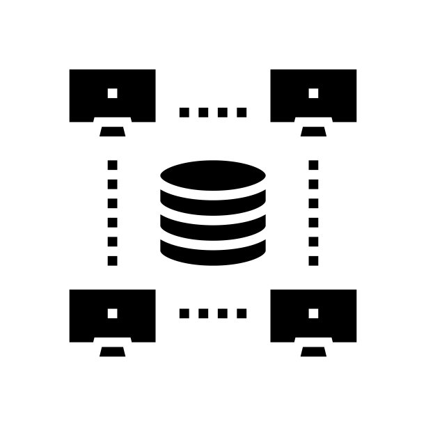 网络工作，数字处理，字形，图标，矢量插图图片下载