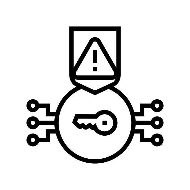 电子密钥保护数字信息线图标矢量插图图片下载