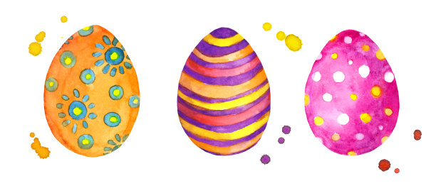 复活节彩蛋。水彩图片下载