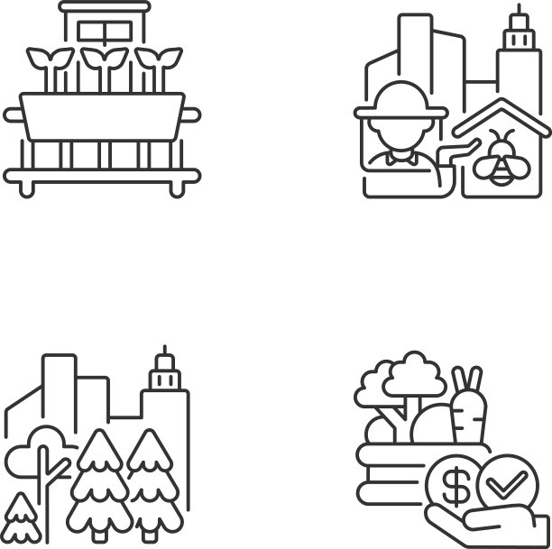 城市农业生产线性图标集图片下载