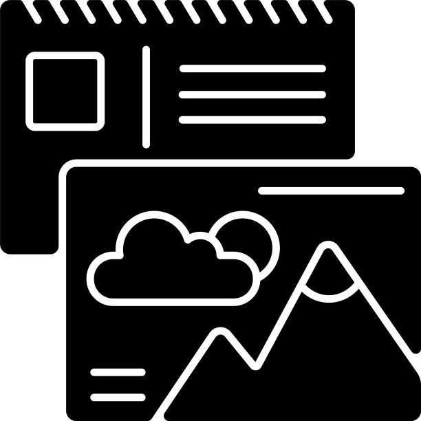 邮资卡黑色字形图标图片下载