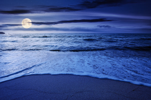 暑假晚上在海边图片下载