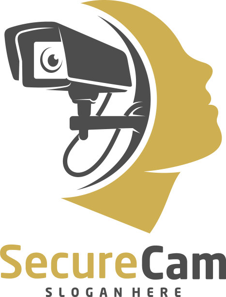 闭路电视摄像头配人头标志设计模板图片下载