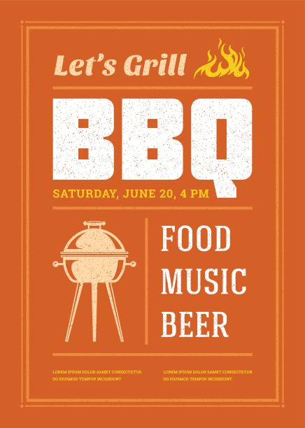 烧烤派对邀请传单或海报设计矢量模板图片下载