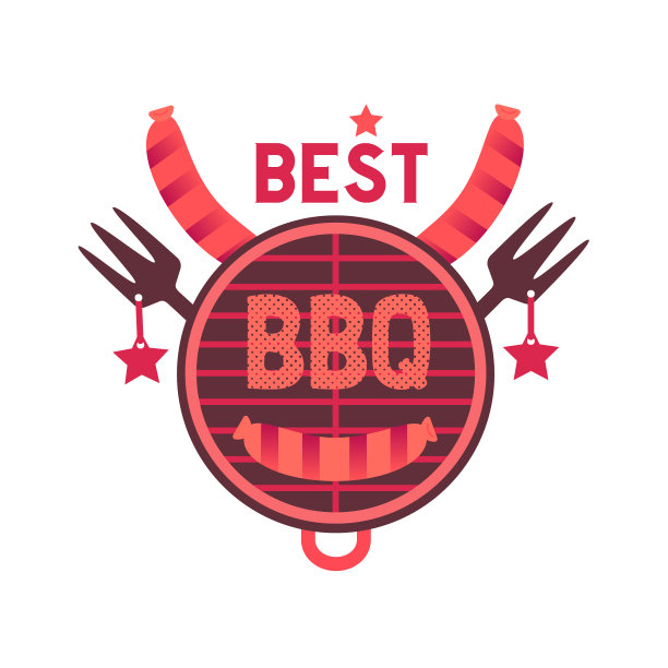 最佳烧烤烧烤有趣的平面手绘颜色图标图片下载