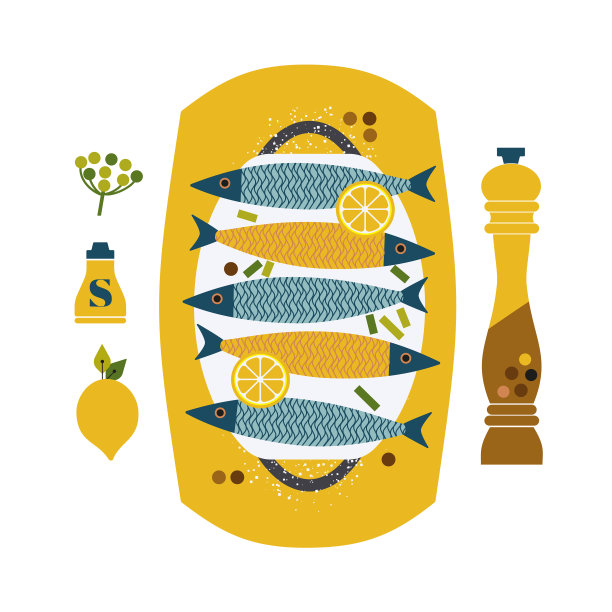 平手绘彩色海鲜图标图片下载