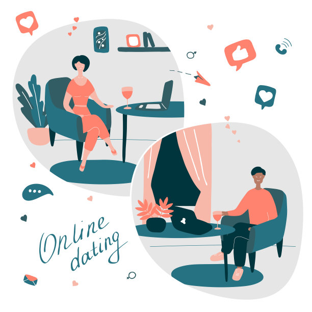 年轻人和女人在他们的家里在网上聊天图片下载