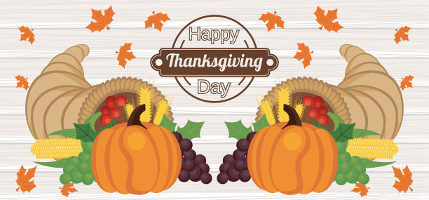 感恩节快乐海报，上面有南瓜和图片下载