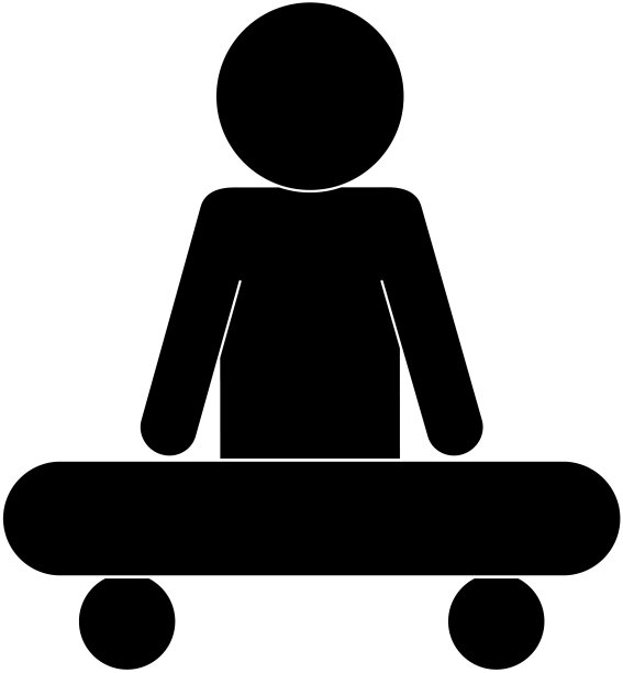 手推车上的男子轮廓剪影图标图片下载
