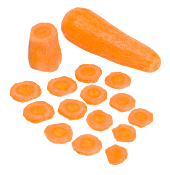 去皮胡萝卜，白色背景上切片。图片下载